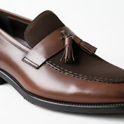 detail-view - Handmade Men Brown Tassels Moccasins Loafer Shoes, Brown Dress Shoes