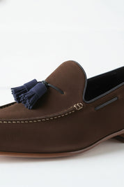 detail-view - Handmade Men Brown Loafer Shoes for Men with Tassel, Men Loafer Shoes