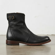 detail-view-showing-texture - Men's Distressed Ankle Boots, Full-Grain Leather Ankle Boots, Buckle Strap Ankle Boots