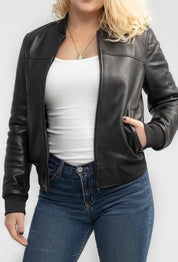 Gothic Women's Black Diamond Leather Jacket, Women's Rocker Style Cowhide Jacket - Image 2