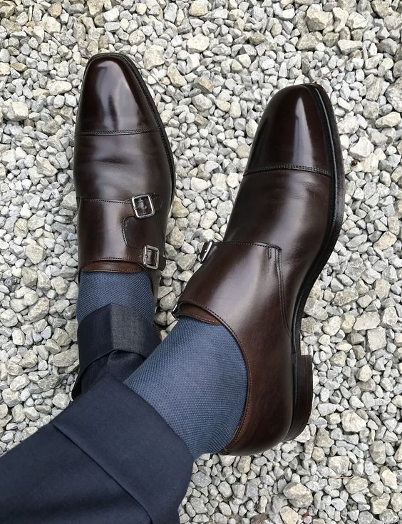 Double monk Dark brown formal shoes for mens, Handmade brown dress shoes