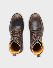 Men's Calf Leather Heavy Duty Biker Boots in Sand Brown - Image 3