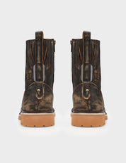 Men's Calf Leather Heavy Duty Biker Boots in Sand Brown - Image 4