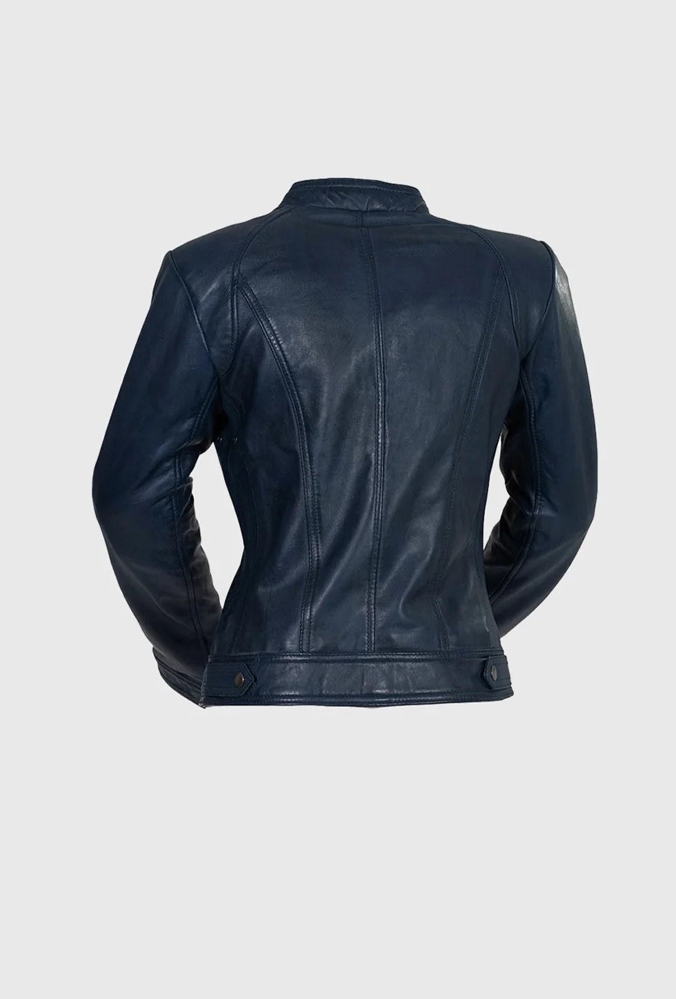 Women's Blue Dyed Leather Jacket, Stylish Women's Leather Jacket in Blue - Image 8