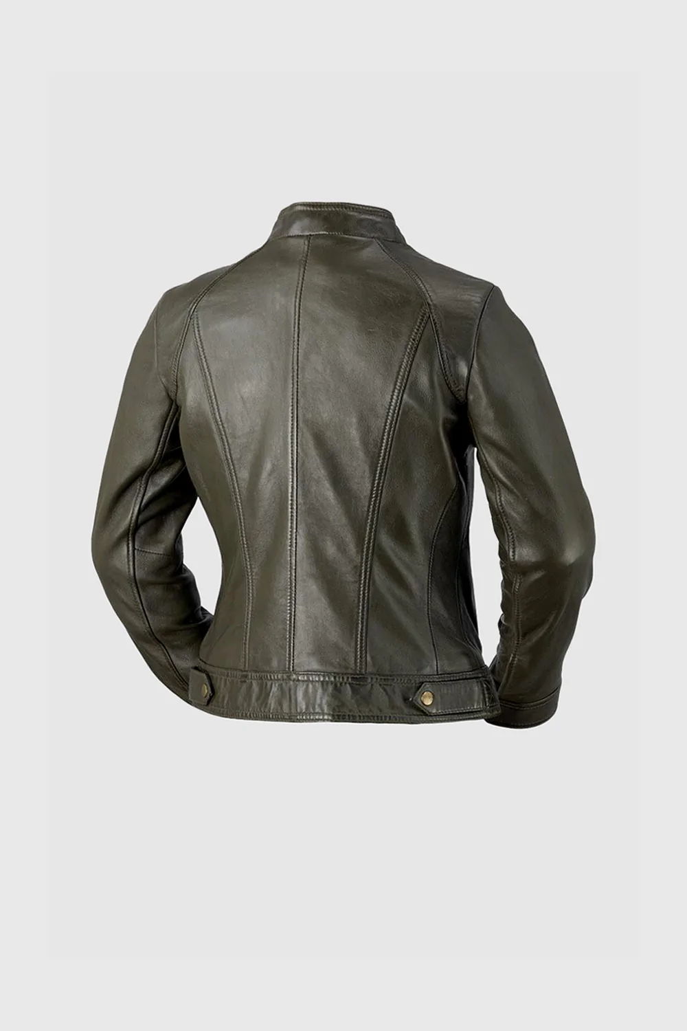 Green Leather Women's Streetwear Jacket, Stylish Dyed Leather Women's Jacket - Image 9