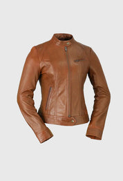 Women's Whiskey Dyed Leather Jacket, Stylish Women's Leather Jacket in Whiskey Dye - Image 7