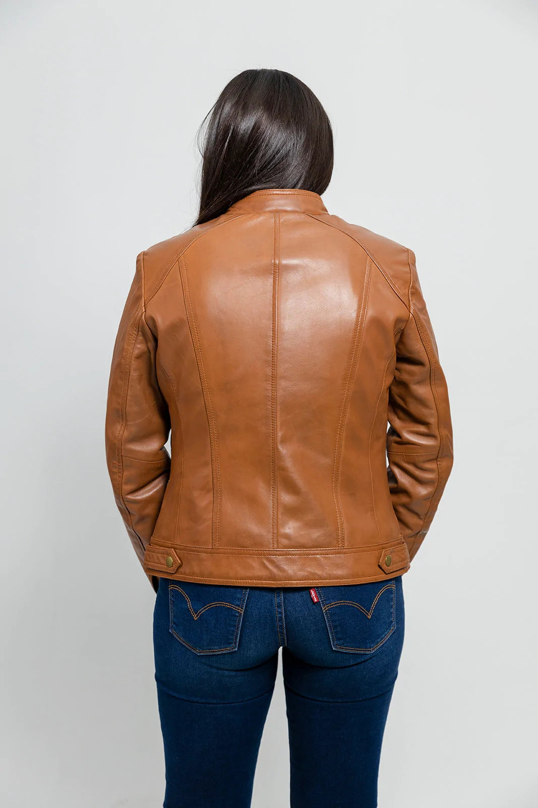 Women's Whiskey Dyed Leather Jacket, Stylish Women's Leather Jacket in Whiskey Dye - Image 4