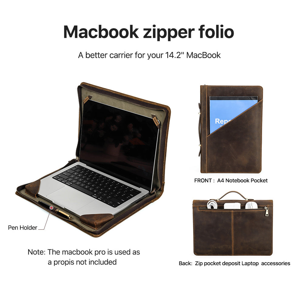 Foldable Leather Laptop Folio Case for MacBook Pro 14.2 M1