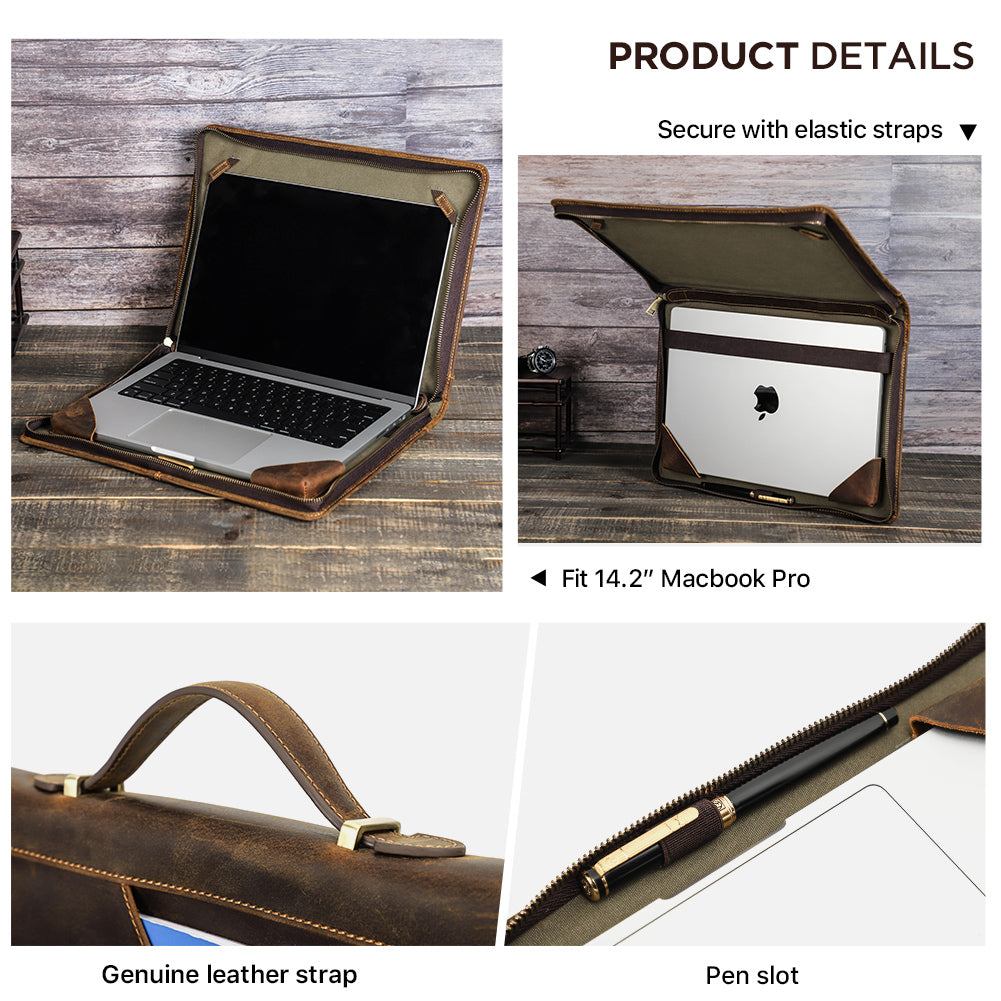 Foldable Leather Laptop Folio Case for MacBook Pro 14.2 M1