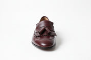 front-view - Handmade Men Elegant Brown Fringe Shoes, Leather Penny Loafer Shoes for