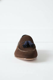 front-view - Handmade Men Brown Loafer Shoes for Men with Tassel, Men Loafer Shoes