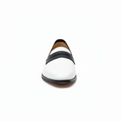 front-view - Handmade Men Two Tone Penny Loafer Shoes, Men Spectatorleather Shoes