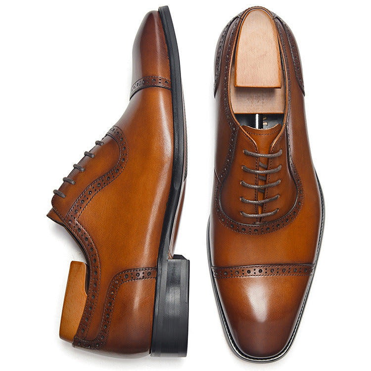 Handmade Men's Polished Leather Lace-Up Dress Shoes