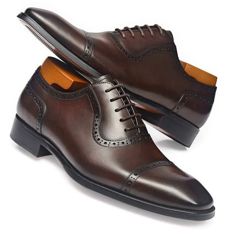 Handmade Men's Polished Leather Lace-Up Dress Shoes