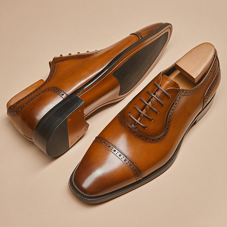 Handmade Men's Polished Leather Lace-Up Dress Shoes