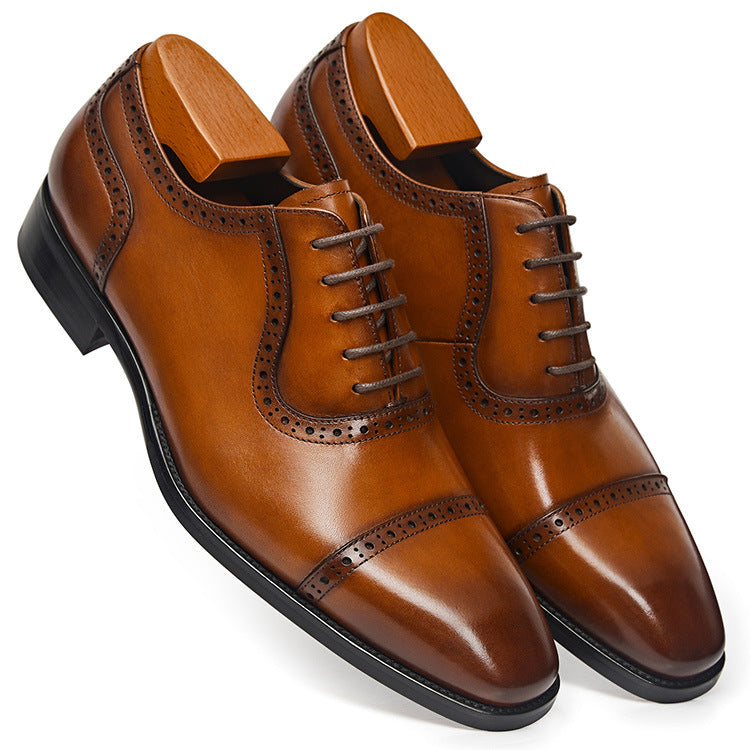 Handmade Men's Polished Leather Lace-Up Dress Shoes