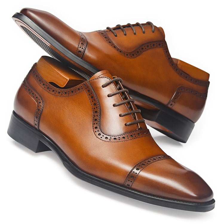 Handmade Men's Polished Leather Lace-Up Dress Shoes