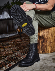Handcrafted Men's Genuine Calf Leather Biker Boots - Image 9