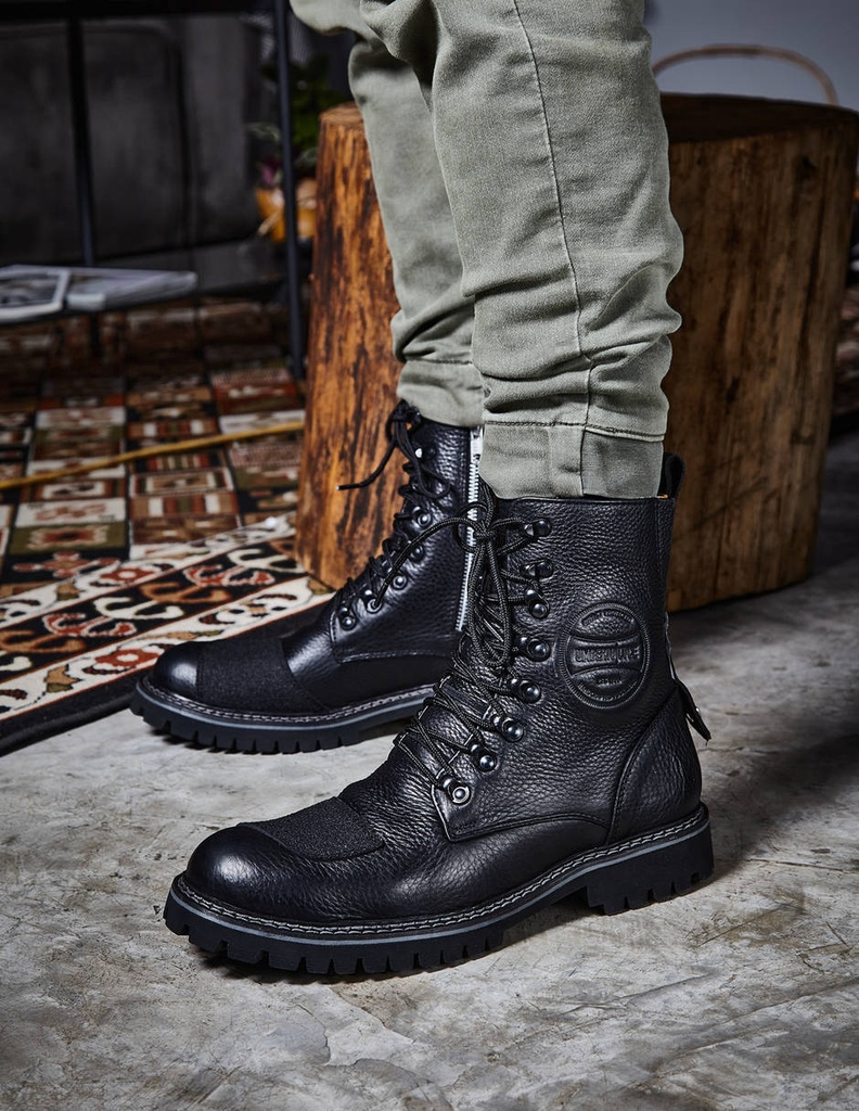 Handcrafted Men's Genuine Calf Leather Biker Boots - Image 10
