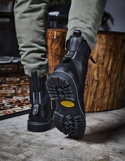 Handcrafted Men's Genuine Calf Leather Biker Boots - Image 8