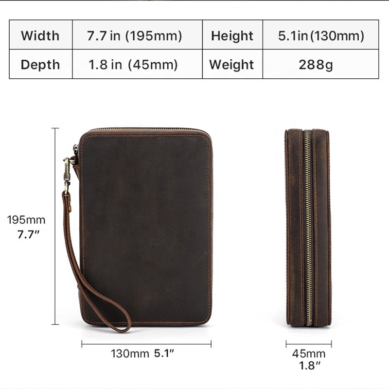 Genuine Leather 12 Slots Portable Watch Band Case