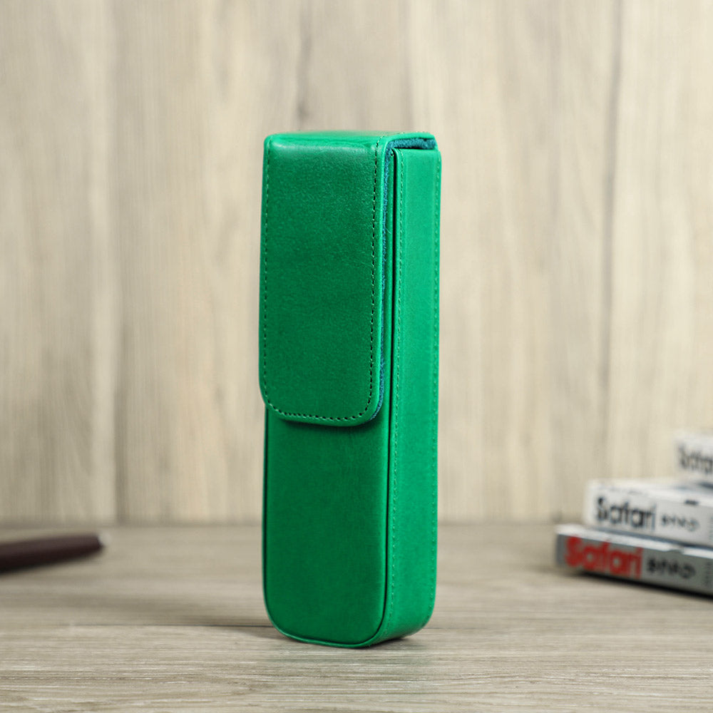 Genuine Leather 2 Pen Case Holder