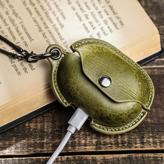 Genuine Leather Huawei Pro Earphone Case with A Necklace Hook