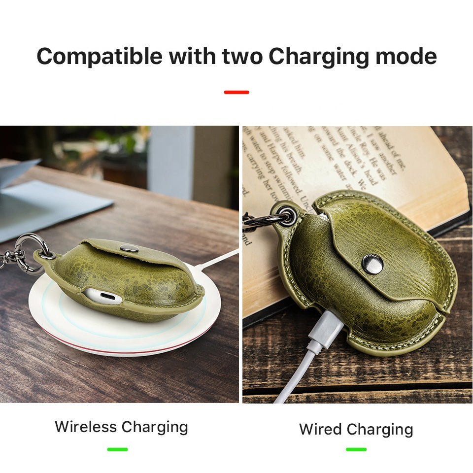 Genuine Leather Huawei Pro Earphone Case with A Necklace Hook