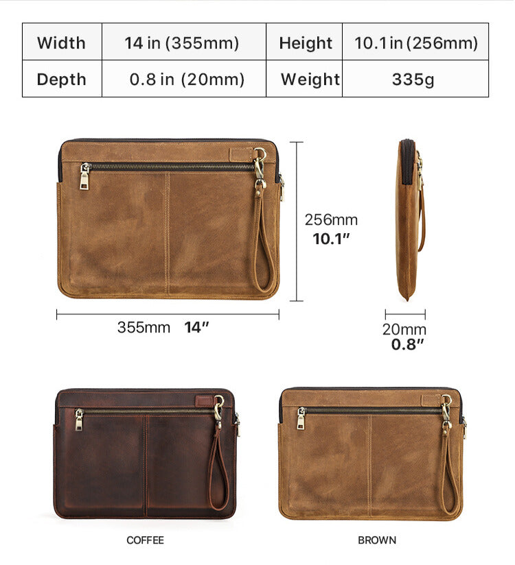 Genuine Leather Laptop Sleeve for MacBook Pro 14" & Air 13"