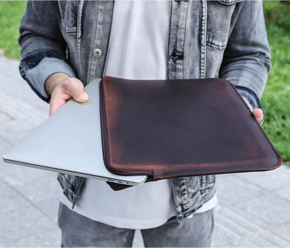 Genuine Leather Laptop Sleeve for MacBook Pro 14" & Air 13"