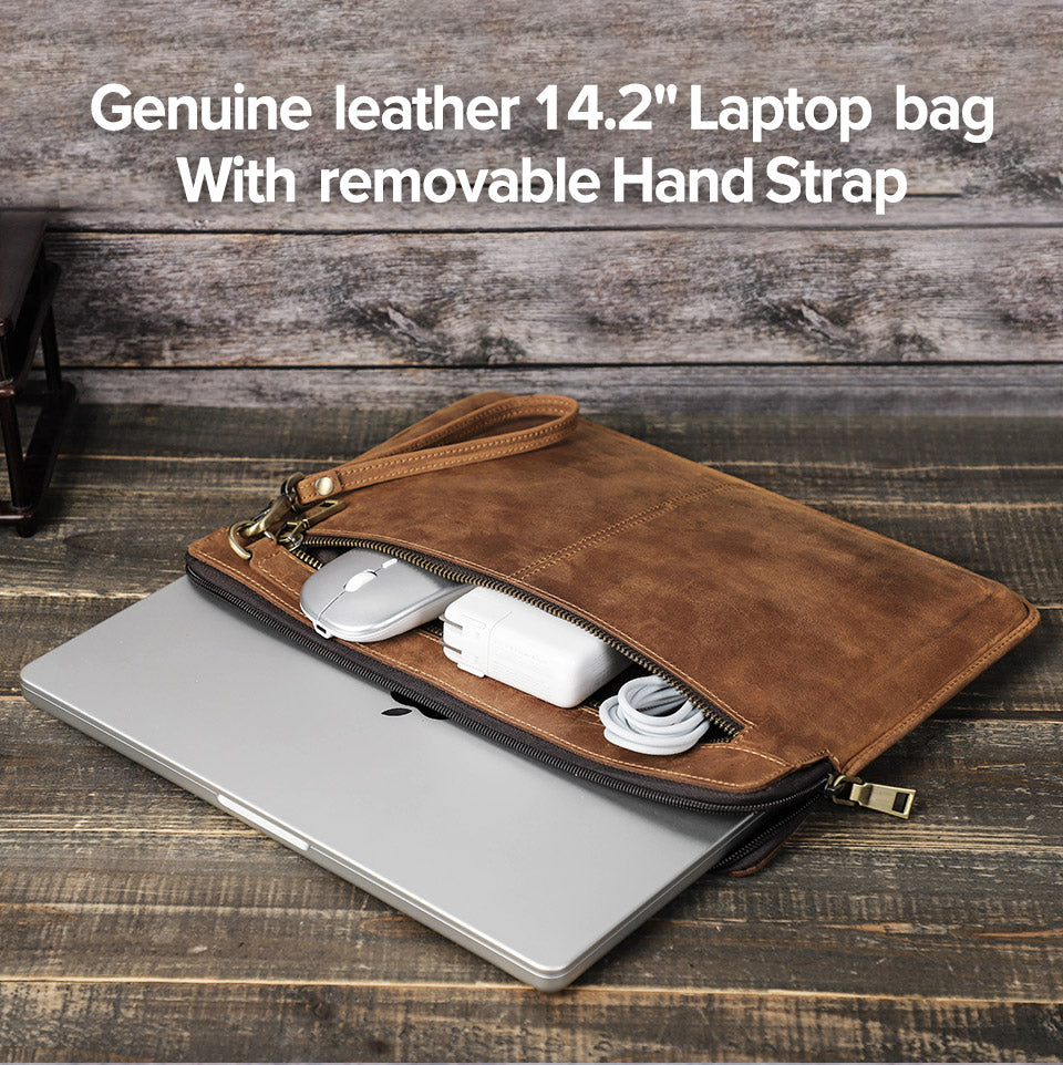 Genuine Leather Laptop Sleeve for MacBook Pro 14" & Air 13"