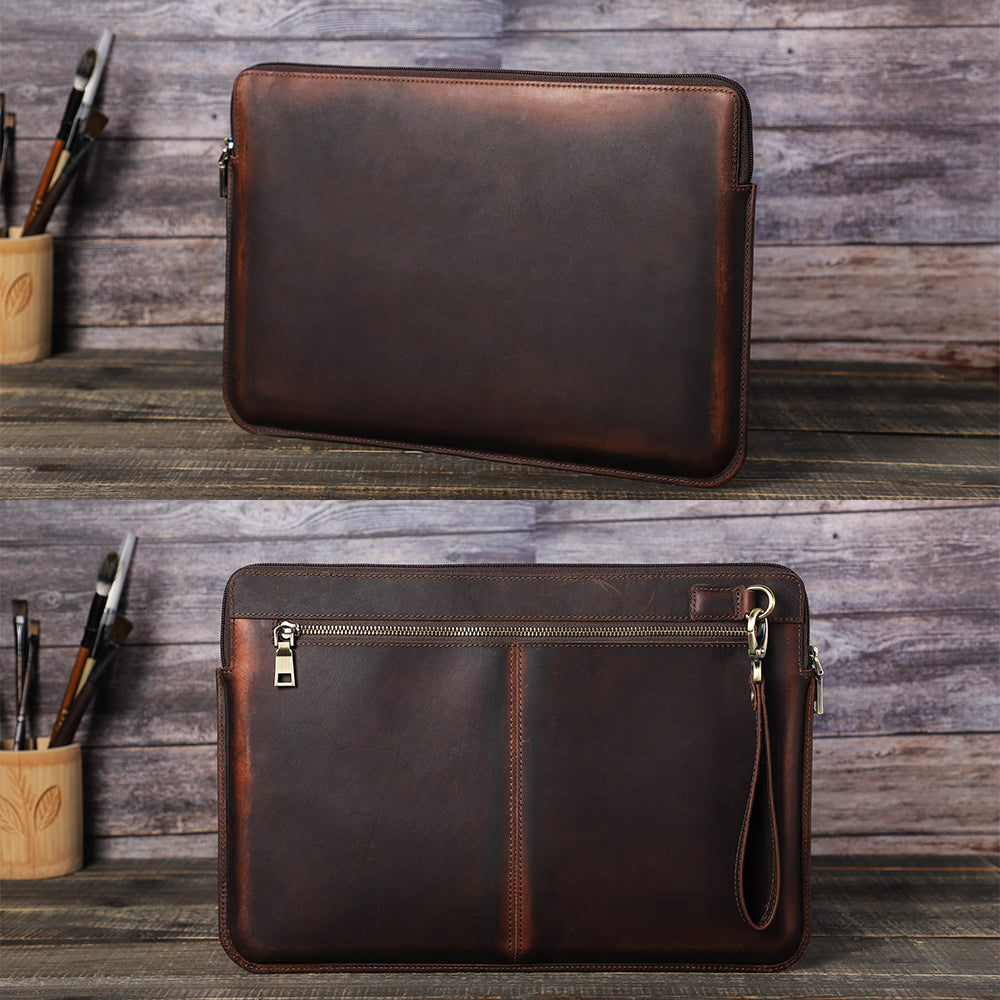 Genuine Leather Shockproof Laptop Sleeve for 15-16" MacBook Pro/Air