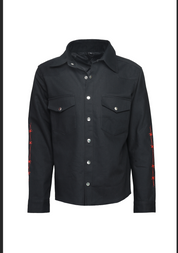 Handmade Hand Sewn Men Denim Devil Jacket, Satan Skull Printed Denim Jean Jacket - Image 3