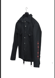 Handmade Hand Sewn Men Denim Devil Jacket, Satan Skull Printed Denim Jean Jacket - Image 5