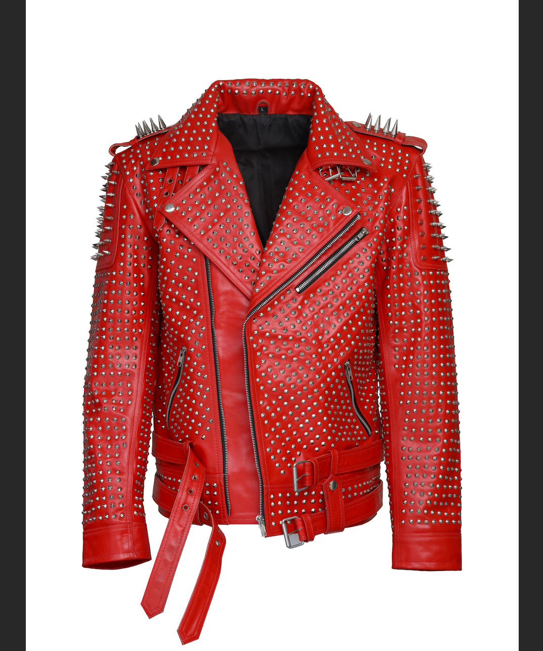 Men's Red Spiked Leather Jacket