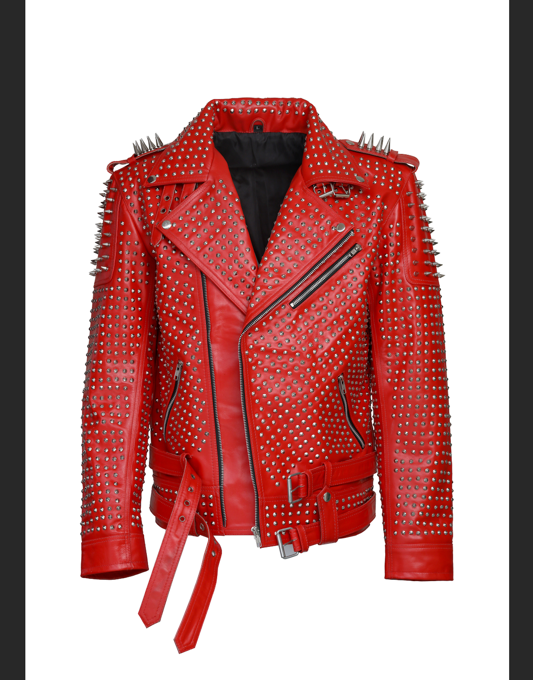 Men's Red Spiked Leather Jacket