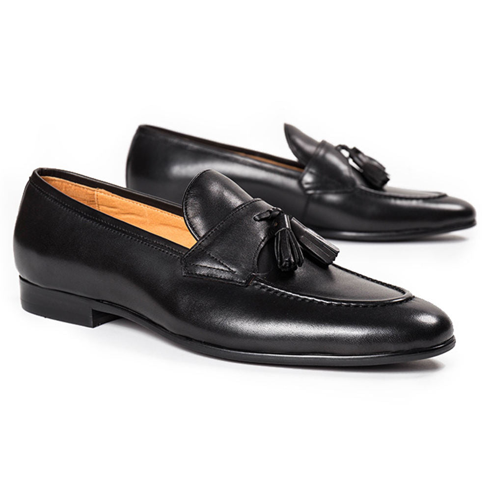 Handcrafted Men's Full Grain Italian Leather Tassel Loafers