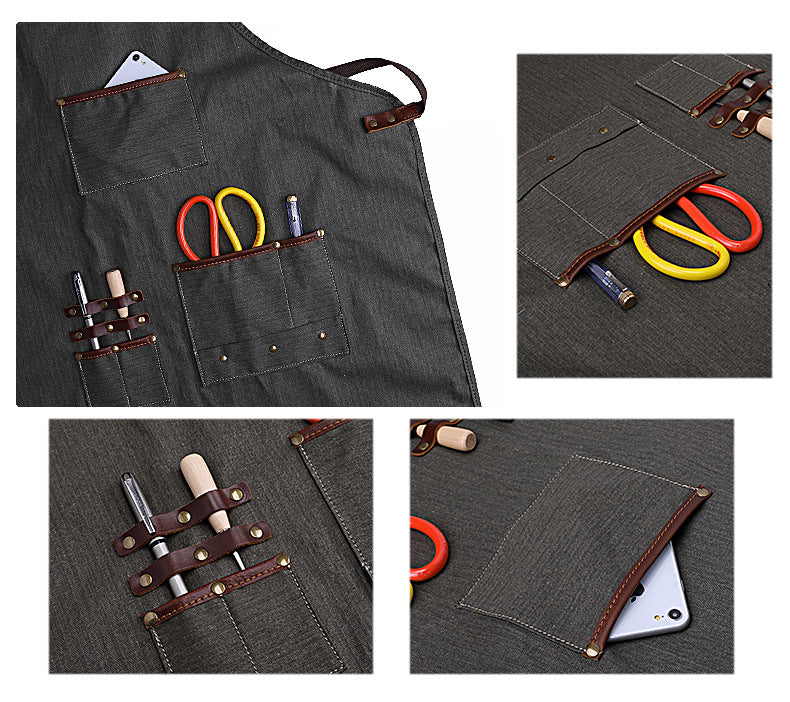 Handmade Adjustable Canvas Unisex Work Apron with Pockets