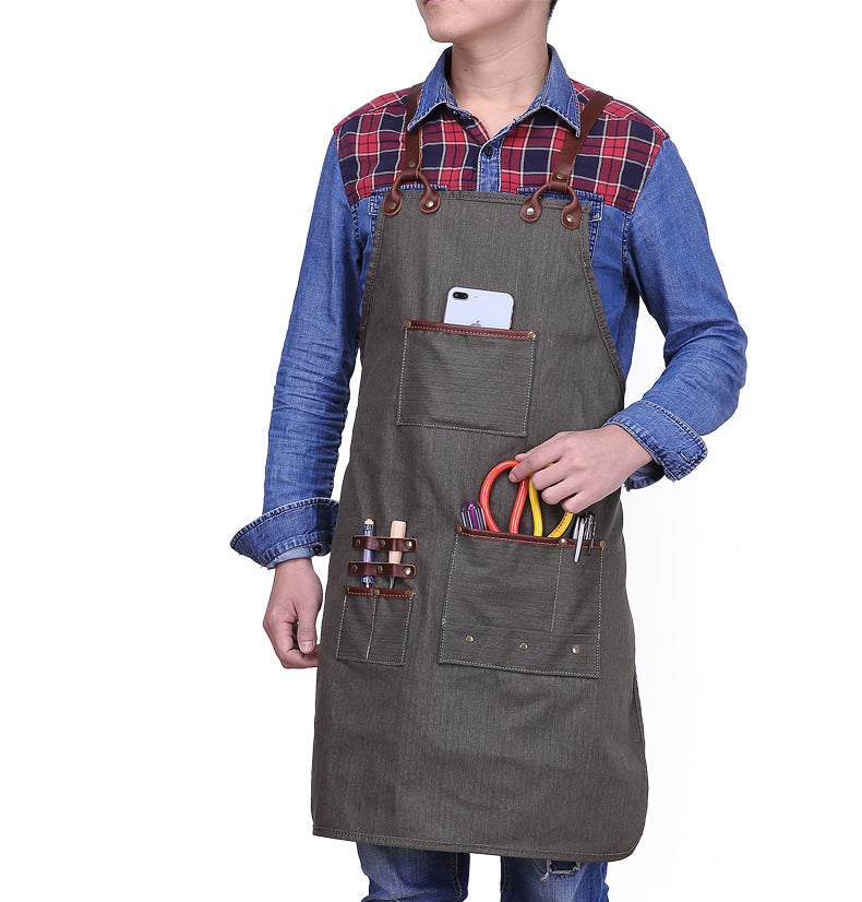 Handmade Adjustable Canvas Unisex Work Apron with Pockets