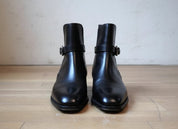 Handmade Black Jodhpurs Leather Boot, Men Ankle Leather Boot, Formal Boots - front-view
