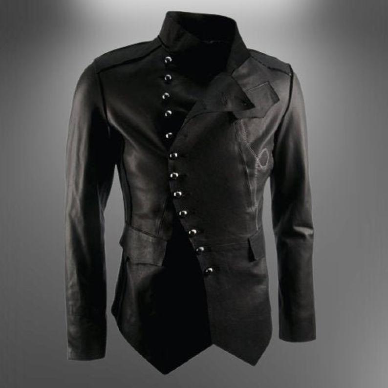 Men's Black Lambskin Steampunk Jacket