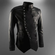 Men's Black Lambskin Steampunk Jacket - Image 4