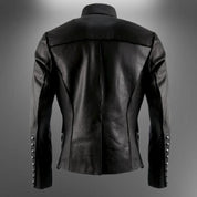 Men's Black Lambskin Steampunk Jacket - Image 2