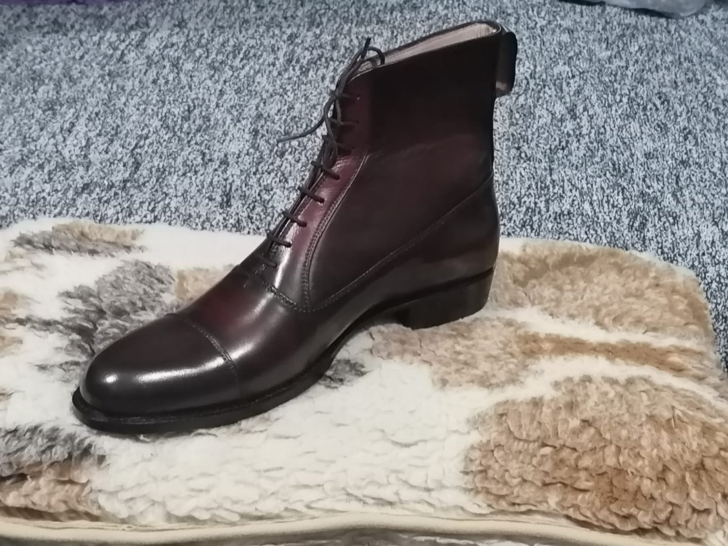 Handmade Burgundy Leather Ankle Boots for Men, Men Business Office boots