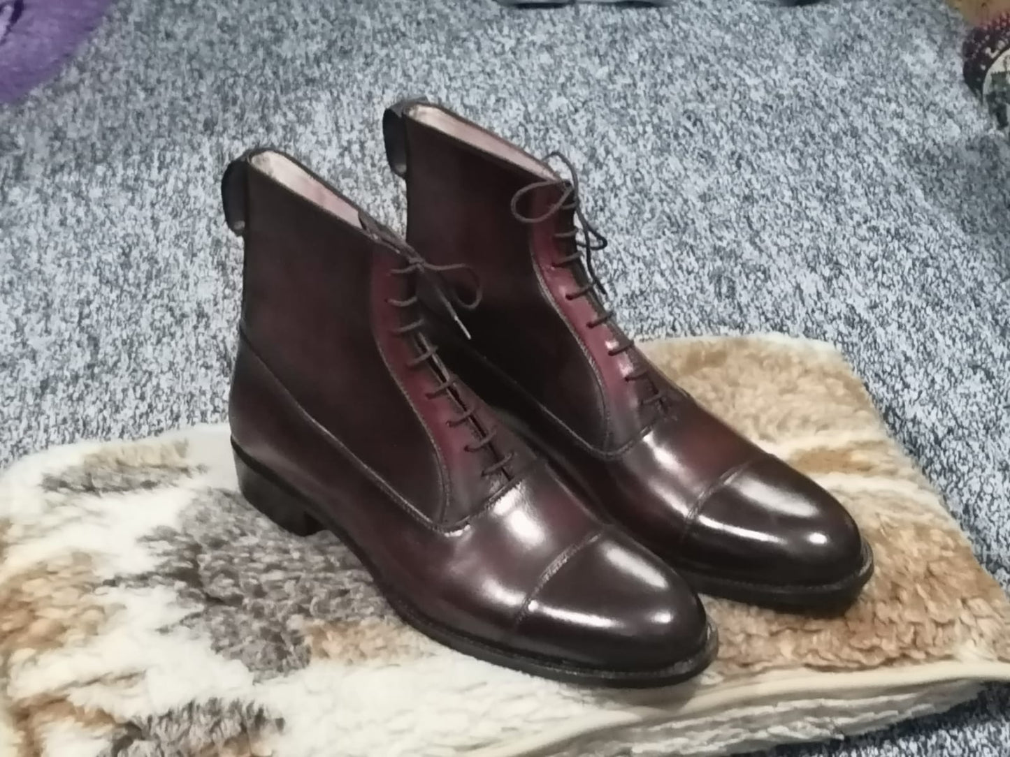 Handmade Burgundy Leather Ankle Boots for Men, Men Business Office boots