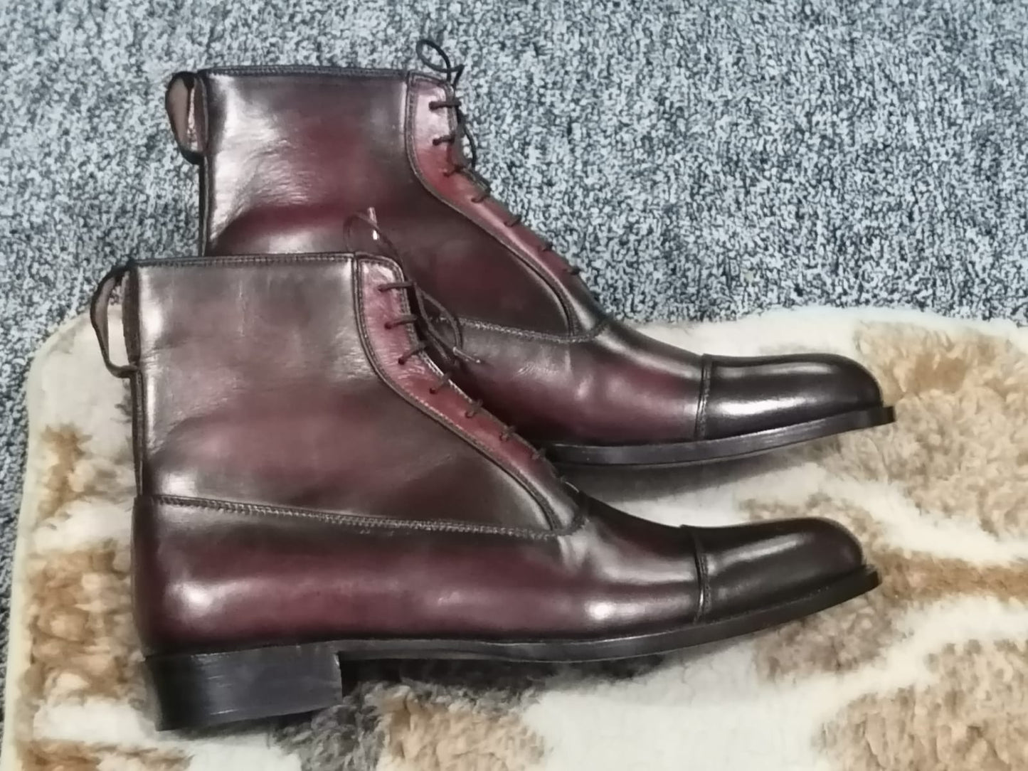 Handmade Burgundy Leather Ankle Boots for Men, Men Business Office boots