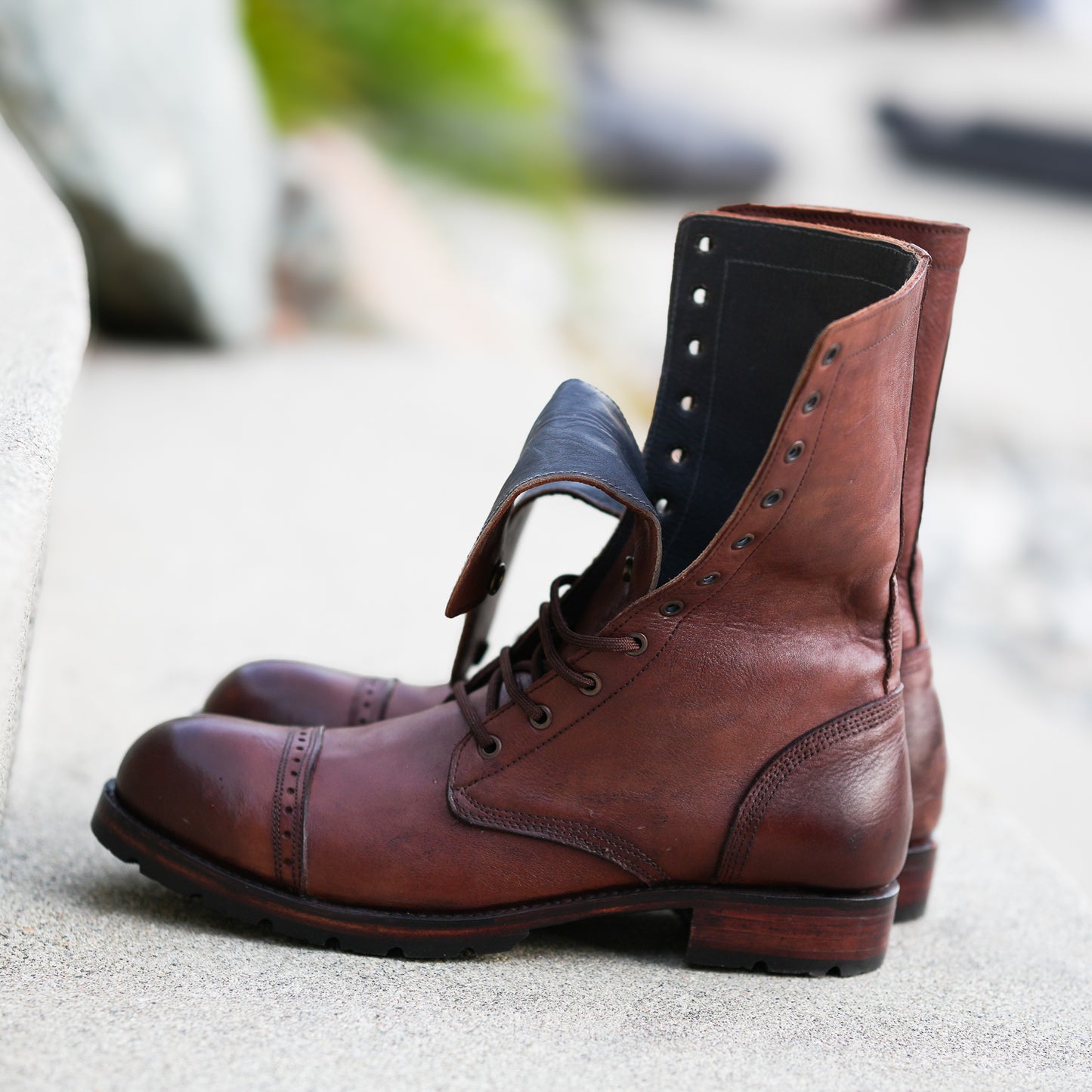 Handmade Cap-Toe High Ankle Lace Up Full-Grain Leather Men’s Casual Boots