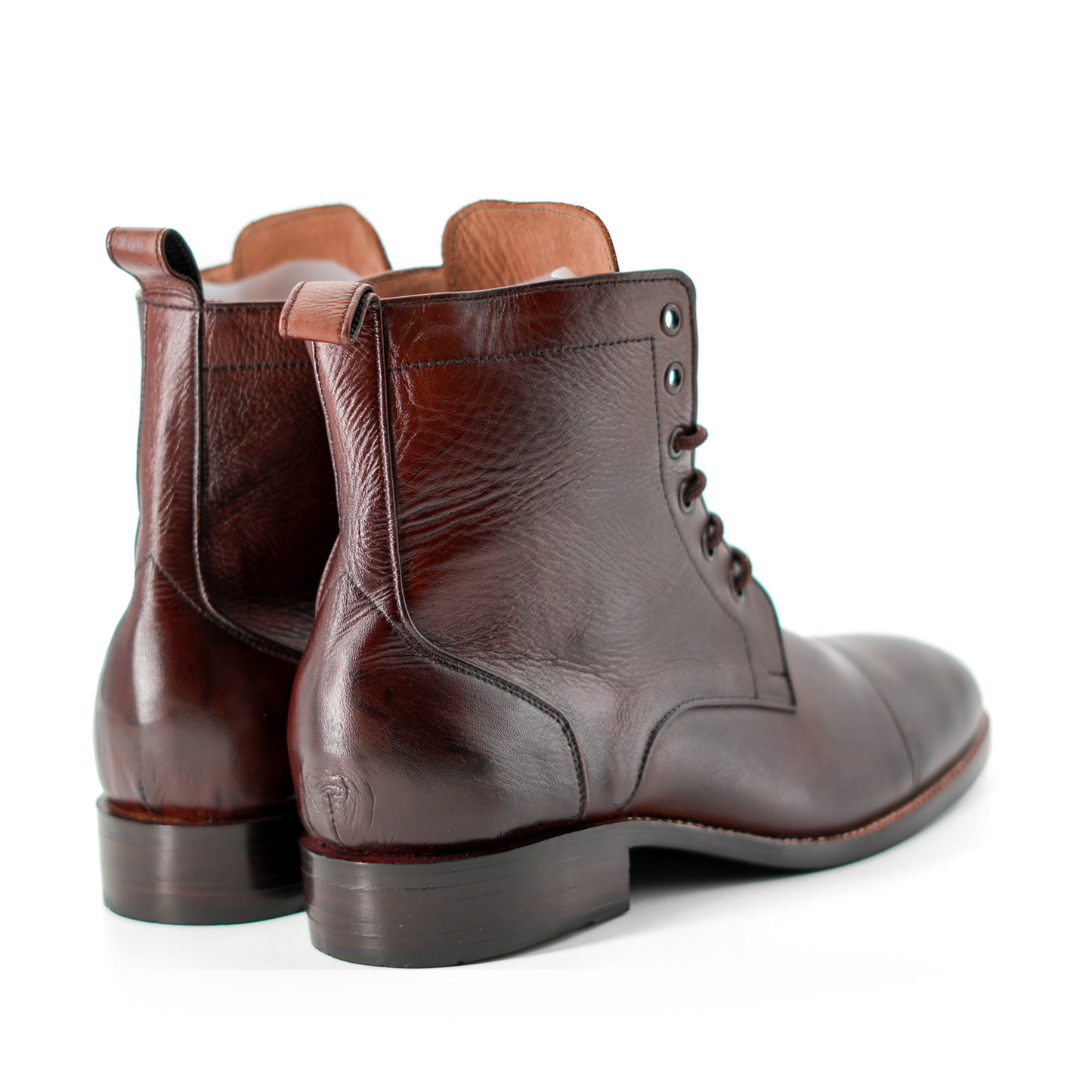 Handmade Cap-Toe Ankle Lace-Up Full-Grain Leather Men’s Boots