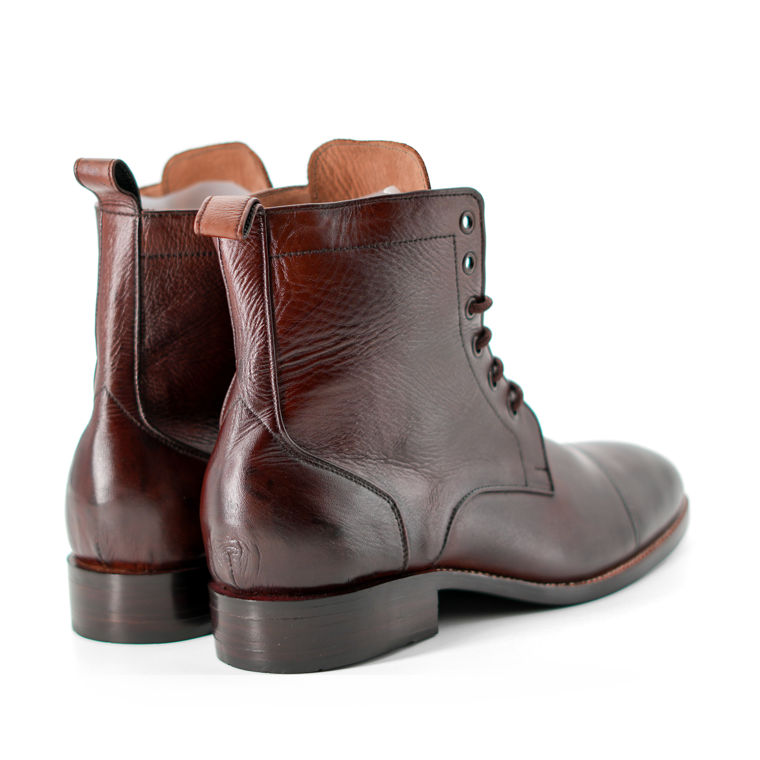 Handmade Cap-Toe Ankle Lace-Up Full-Grain Leather Men’s Boots