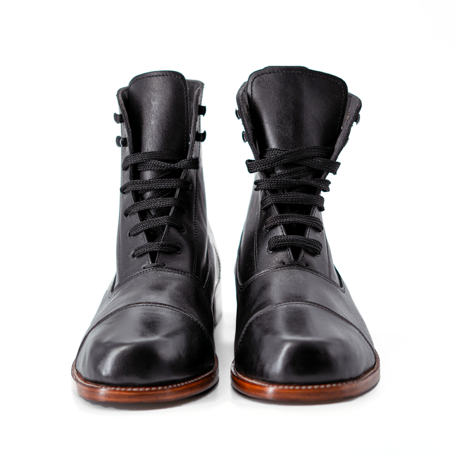 Handmade Cap-Toe Ankle Lace-Up Full-Grain Leather Men’s Dress Boots